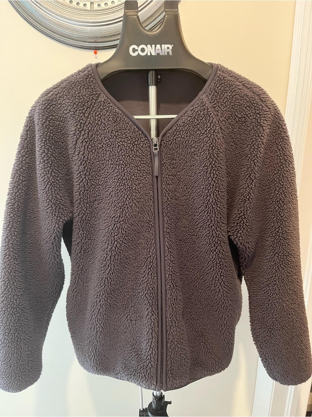Uniqlo Women's Sherpa Zip Jacket - Charcoal